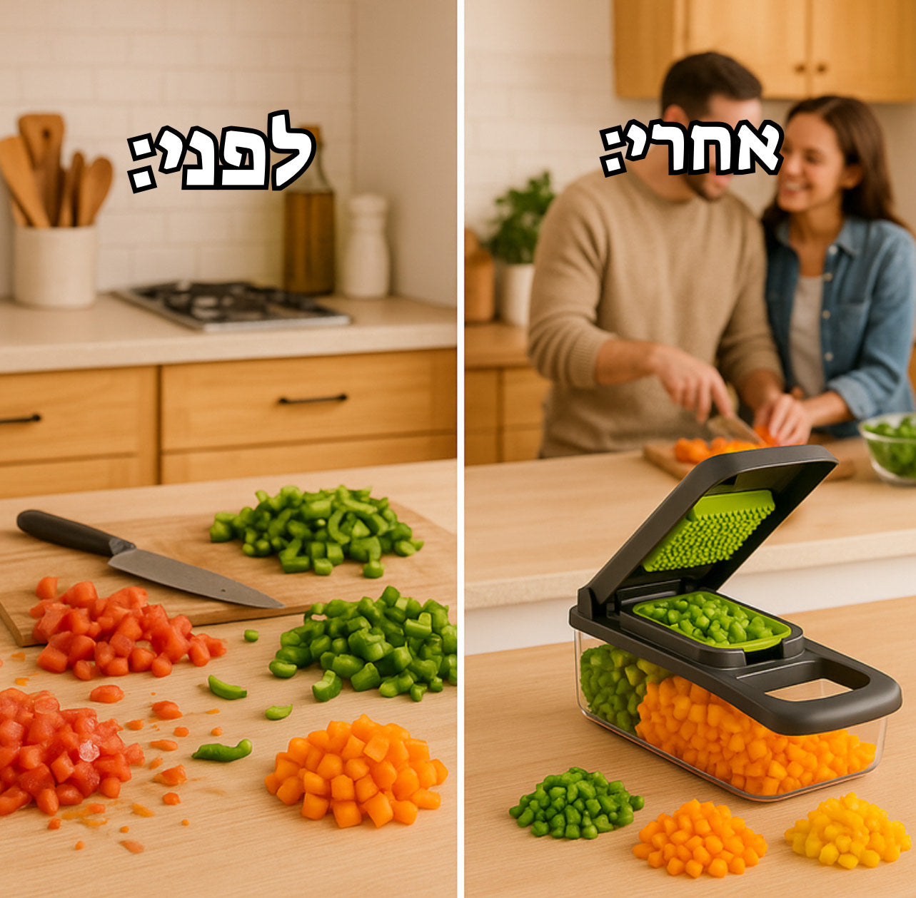 קוצץ ירקות חכם™ – עיצוב חדשני 2025 | חותך, קוצץ ומסדר את המטבח בשניות!